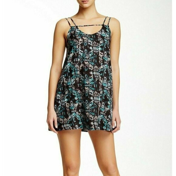 RVCA Dresses & Skirts - RVCA Womens Teal Rayon Thrilled Strappy Cutout Sleeveless Dress Size M